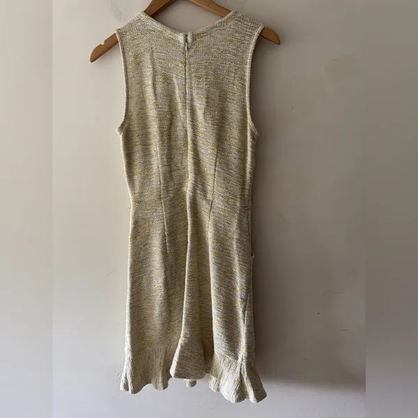 Loft Fit‎ and Flare Mini Tweed Flare Light Yellow Ivory Dress - Image 4