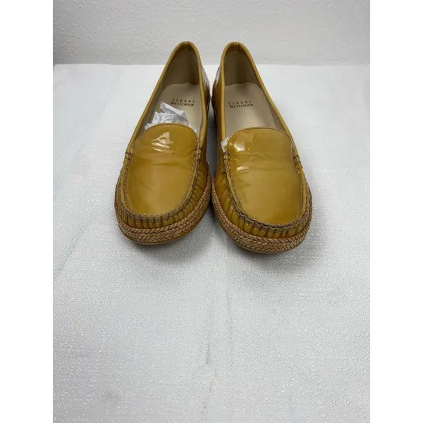 Stuart Weitzman Yellow Patent Leather Loafer Flats Braided Sole Women's 7 - Image 7