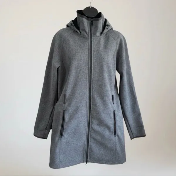 The North Face Women’s Wind Wall Jacket Coat Long Gray Missing Belt Sz L - Image 2
