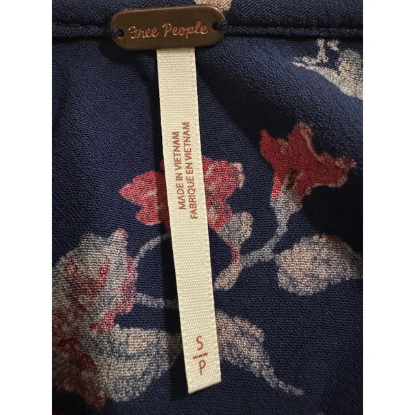 Free People Way The World Turns Floral Tie Front Blouse Top Boho Small - Image 6