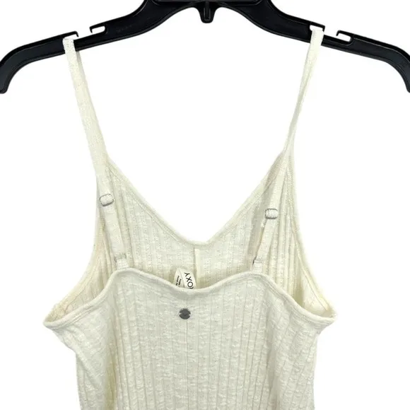 Roxy Ribbed Romper Cream Sleeveless V-Neck‎ Adjustable Straps Beach Casual Small - Image 6