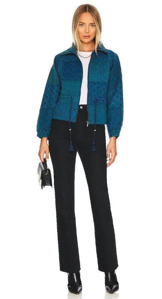 Cleobella Quilted Patchwork Lightweight Jacket Indigo Womens Size Small - Image 13
