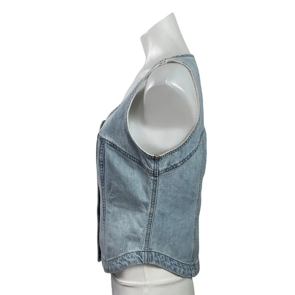 Madewell Womens Blue Light Wash Sleeveless Button Down Denim Jean Tank Top Sz 6 - Image 2