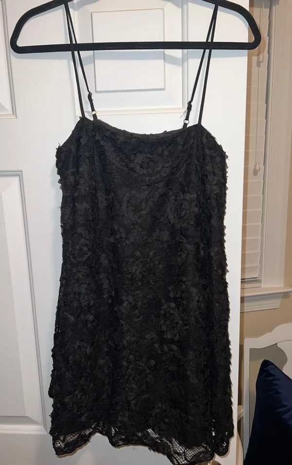 Lulus Appliqué Black Dress - Image 2
