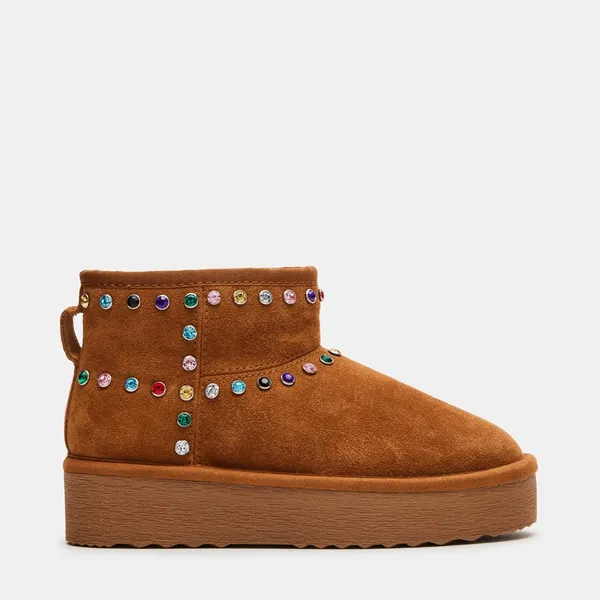 Steve Madden NEW Comfy Chestnut Brown Faux Fur Lined Suede Rhinestones Slip On Boot 10 - Image 10