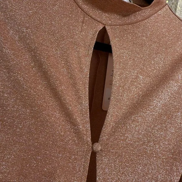 House of CB London Concha Pink Sparkle Cutout Long Sleeve Bodysuit NWT - Image 3