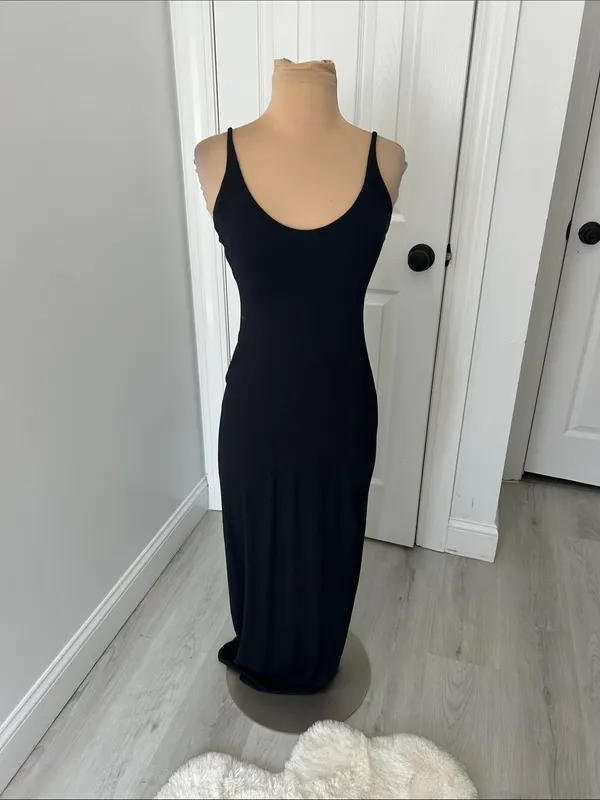 Skims Smooth Lounge Skimpy Scoop Neck Dress Obsidian - Image 5