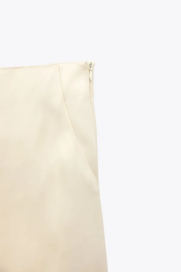 Zara NWT White STANDARD LENGTH SATIN TROUSERS. Size Large - Image 6
