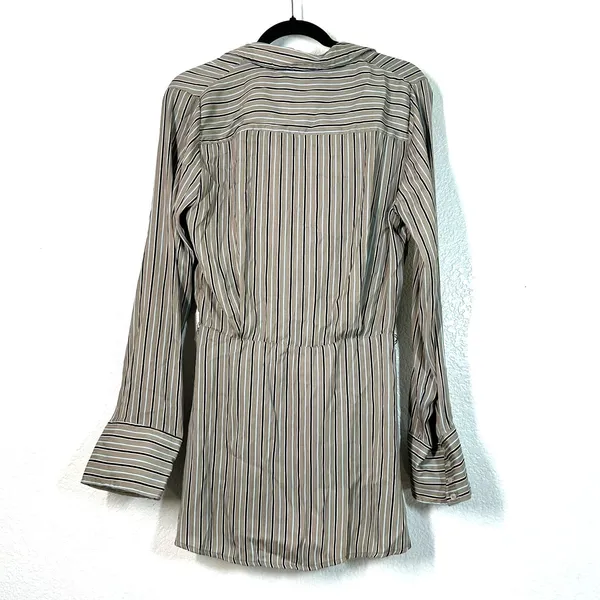 L Free People Wrap Top Arlo Wrap Satin Blouse office wear corporate Long Sleeve - Image 3