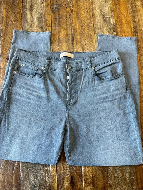 7 For All Mankind Grey Button Fly Skinny Jeans Size 32 - Image 2