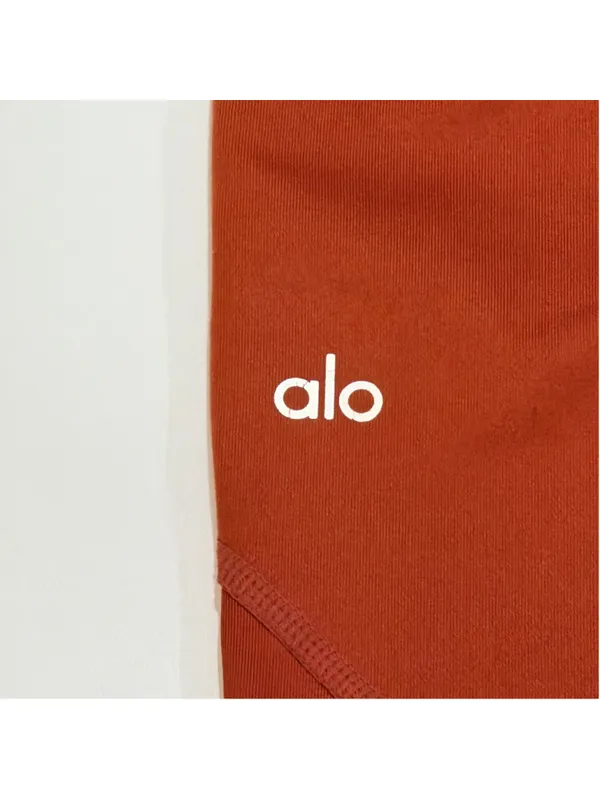 ALO Women’s M High-Waist Moto Leggings Rust Burnt Orange Mesh b1 - Image 6