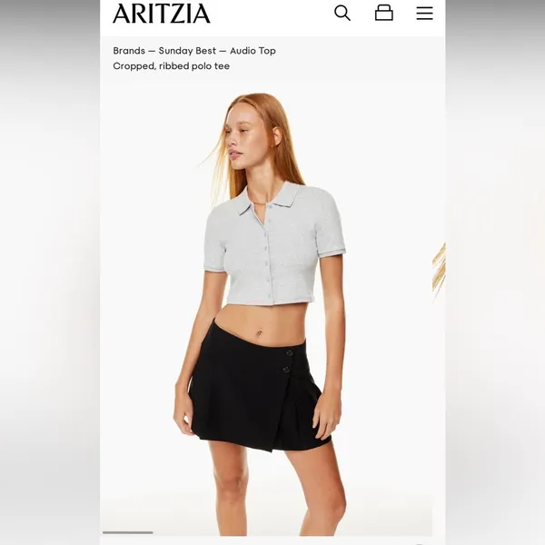 Aritzia Sunday Best Audio Top - Cropped Knit Buttondown Polo - Image 4