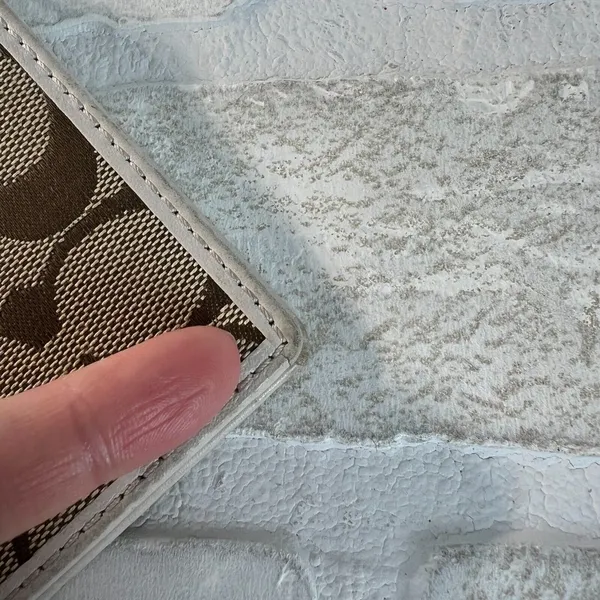 Coach Checkbook Cover Beige‎ Signature C Canvas Leather Trim - Image 10