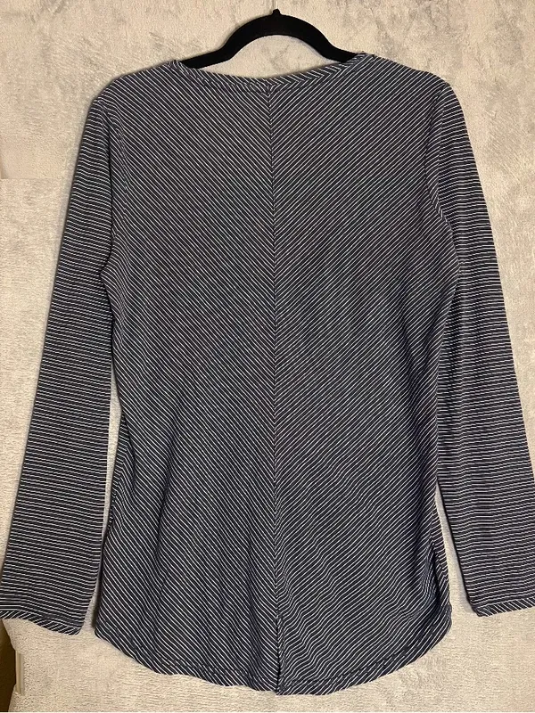Royal‎ Robbins Striped Long Sleeve Top Size S Blue White Hi Low Hem normcore - Image 2