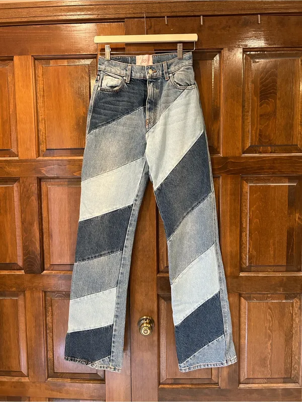 NWT REVICE DENIM 90's‎ Baby Candy Shop Jeans Size 25 Patchwork High Waist - Image 3