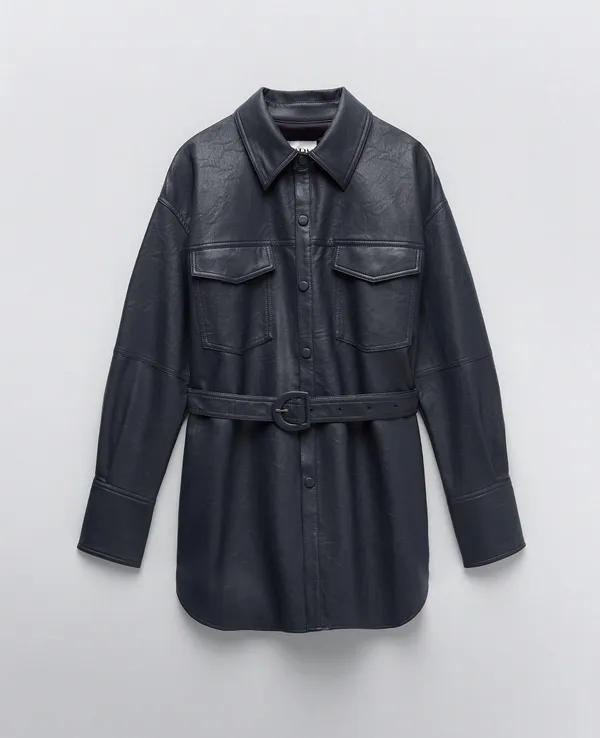 ZARA Limited Edition Faux Leather Shirt Jacket - Image 3