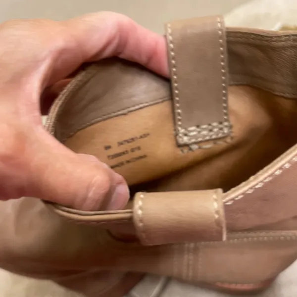 Frye Anna Leather Pull On Western Boots Tan Taupe Low Heel Mid Calf size 8M - Image 9