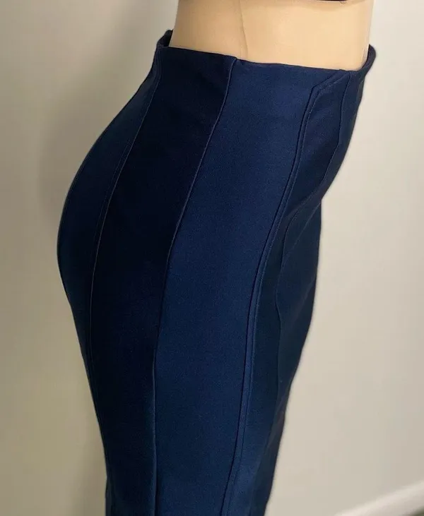 Gold Label Set Polyester/Spandex Navy Blue Two-Piece Summer Dress - Image 4