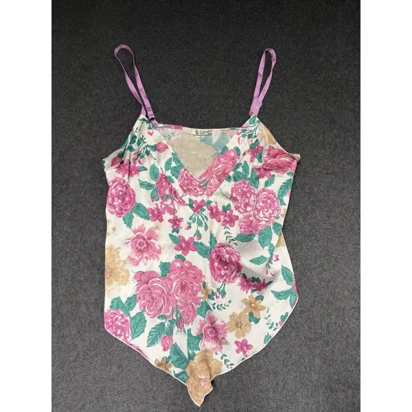 Free People top floral Cami asymmetrical spring‎ summer boho crop Small - Image 3