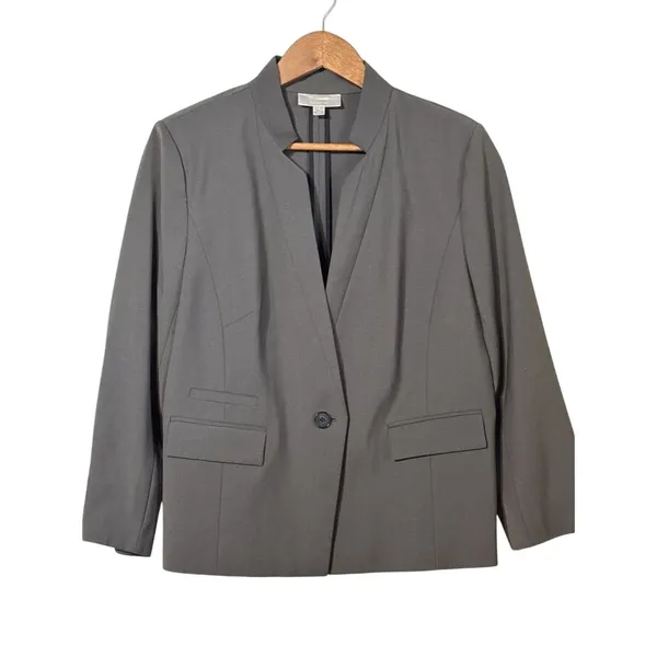 Nordstrom Collection Classic One‑Button Blazer · Wool Blend · Size 14 · Brown - Image 3
