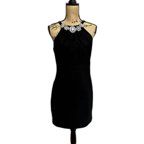 China Doll Embellished Evening Dress Small Black Polyester Crystal Beaded - Image 2