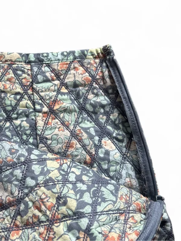Free People Darla Quilted Mini Skirt Blue and Peach Floral Sz 4 Cottage Dainty - Image 6