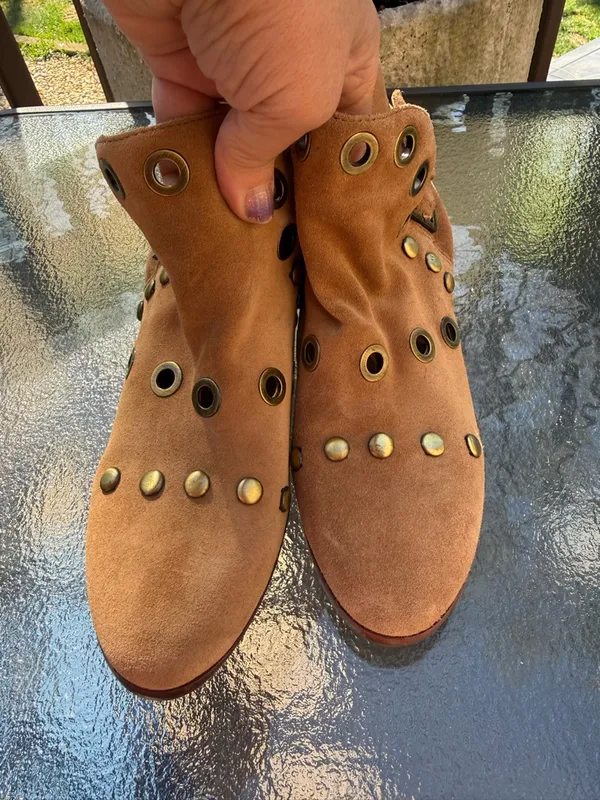 Sam Edelman Pedra Cognac Suede Leather Ankle Booties Boots Womens 6 - Image 3