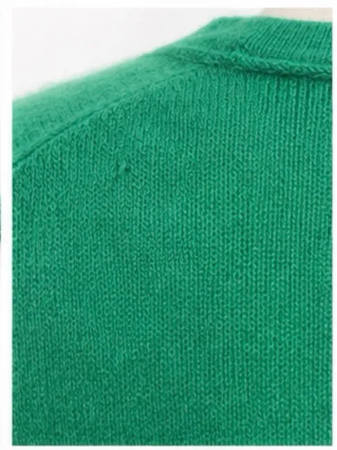 J.Crew 100% Cashmere Short Sleeve Sweater L Green Crewneck - Image 5