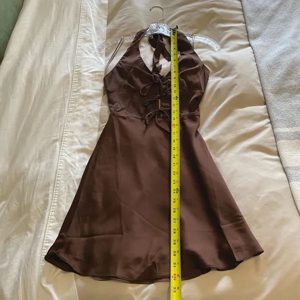 NEW Windsor Laced Up Luxe Satin Halter Mini Dress - Image 7