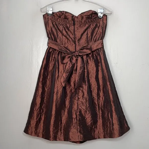Mystic Brown Taffeta Strapless Dress Size S Prom Homecoming Dance HOCO Mini Y2K - Image 4