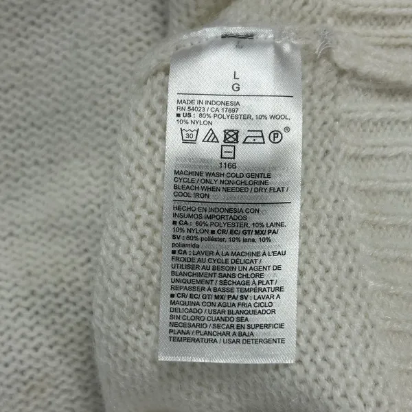Old Navy Cozy Intarsia Fair Isle Mock Neck Sweater Cream Blue Wool Blend Large - Image 7