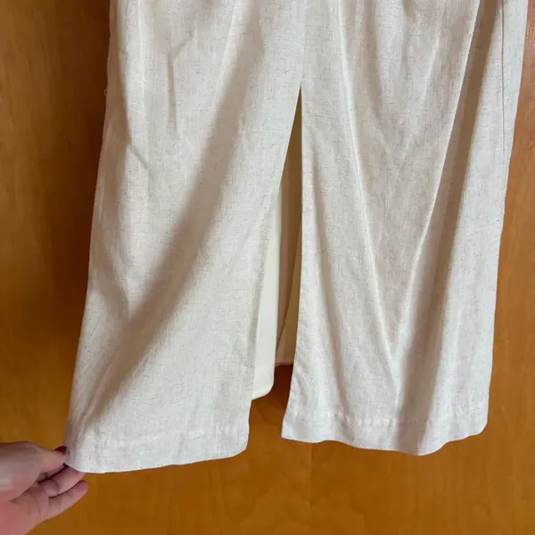 Sunday in‎ Brooklyn Shift Dress Womens Small Beige Linen Blend Knot Front V-Back - Image 4