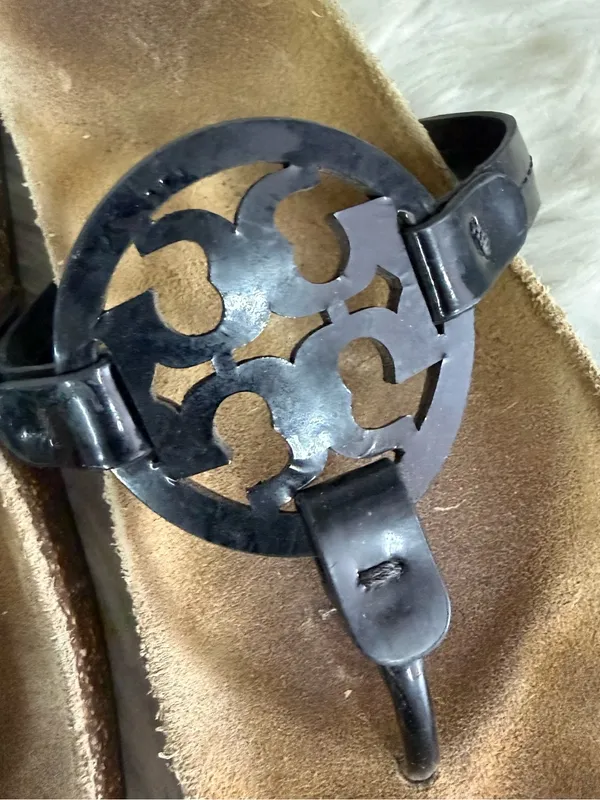 Tory Burch Miller Cloud Sandals Black Logo Thong Sandals Size 6.5 - Image 7