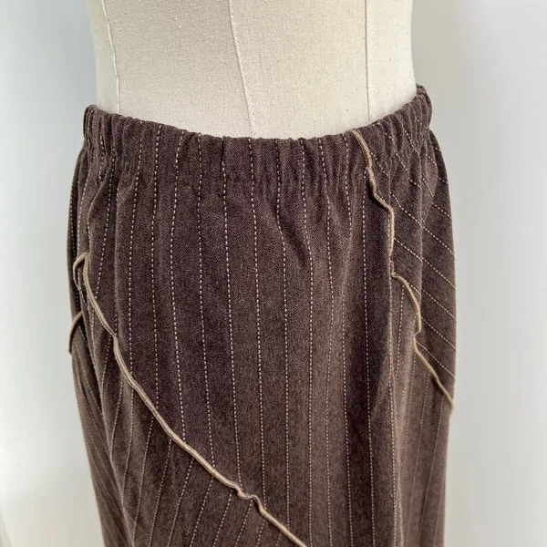 Vintage Brown Pinstripe Midi Skirt Y2K - Image 2