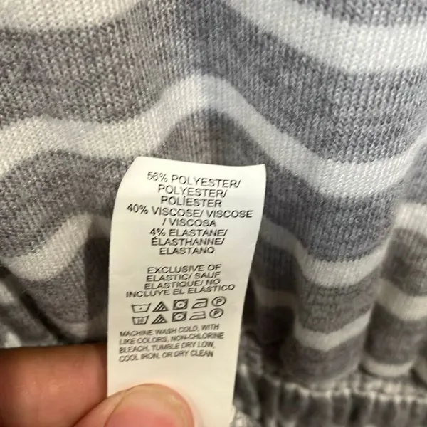 Lucky Brand Ruched Sleeveless Grey & White Stripe Maxi Dress Small #800 - Image 11