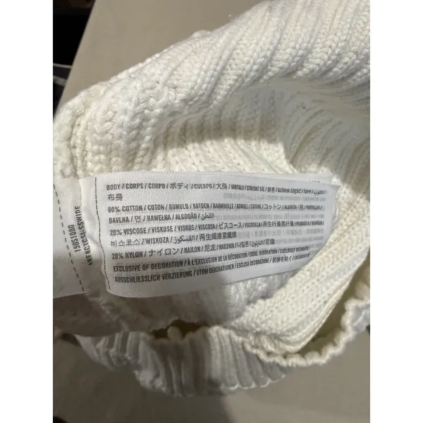 Abercrombie & Fitch Women's V-Neck Chunky Cropped White Knit Academia Sweater‎ M - Image 5