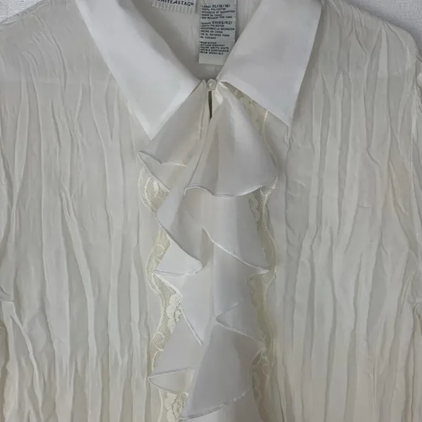 White stag 90s women's 16 18 xl white flutter collar peter pan vintage sheer lac - Image 5
