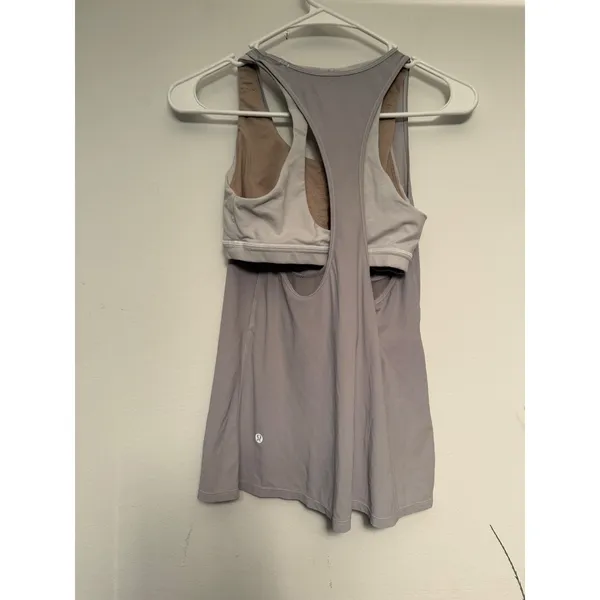 Lululemon‎ Womens 2-in-1 Built-In Bra Tank Top Lavender Grey Size 2 LW1BT3S - Image 2
