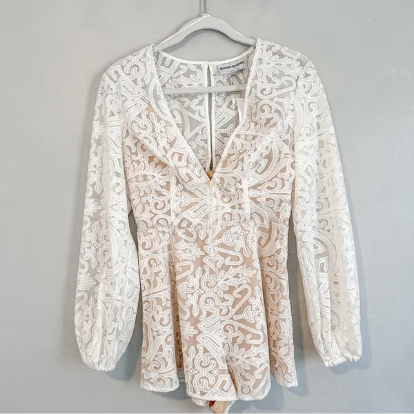 Finders Keepers Sofia Romper White Lace Bridal NEW Small - Image 4