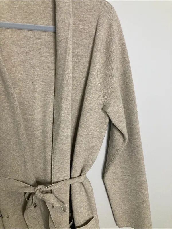 Babaton Oatmeal Long Knit Belted Robe - Image 5