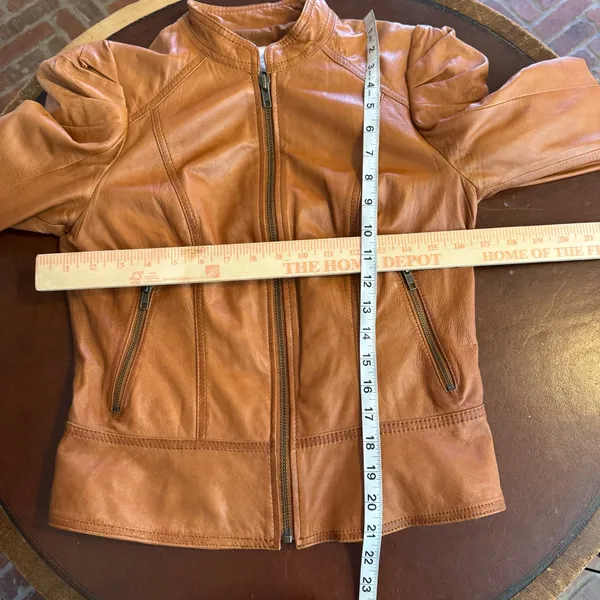 Vintage Hinge Seattle Womens Tan Leather Jacket Small Moto‎ Indie Grunge Rocker - Image 7