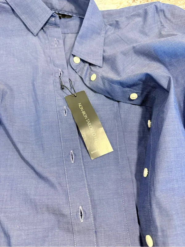 NWT Banana Republic Tailored Fit Shirt 6 Petite Blue Stripe Button Down - Image 8
