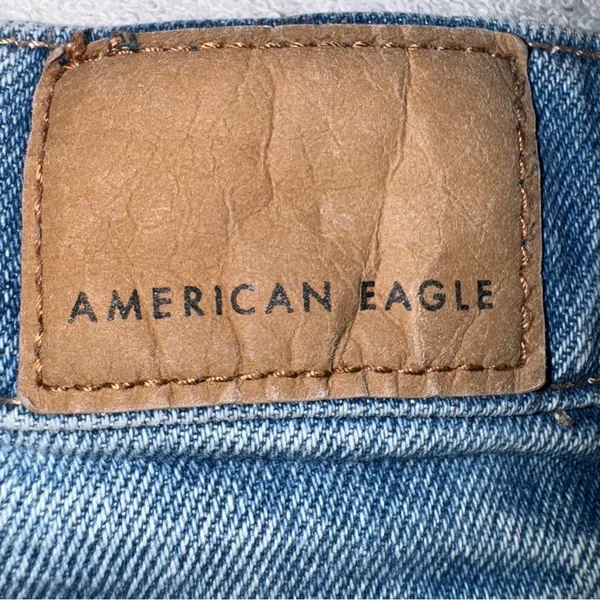 American‎ Eagle Outfitters Blue Distressed Striged Straight Leg Jeans Size 10 - Image 3