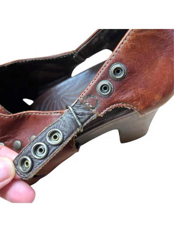 Dansko Ryder Brown Leather Studded Heeled Clogs Size 39 EU 8.5-9 US Cottagecore - Image 16
