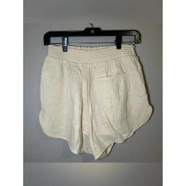 Aerie Neutral Gauzy High Waisted Textured 100% Cotton Shorts Women’s Size Medium - Image 6