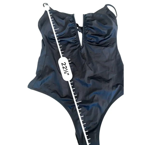 Shade & Shore Women's Medium Navy V-Wire Plunge One Piece Swimsuit NEW - Image 11