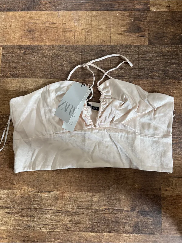 ZARA Pale Blush Satin Bandeau Bralette - Image 2