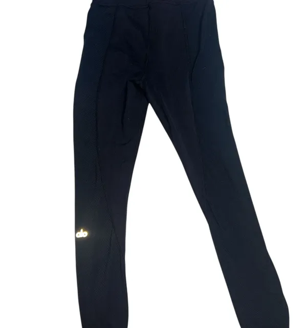 Alo Yoga Coast Legging – XS Black Ribbed Panel Performance Leggings - Image 3