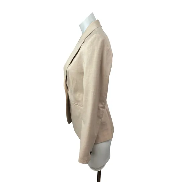 Zara Women's Beige Notch Collar Long Sleeve Single Breasted Blazer Coat Jacket 2 - Image 3