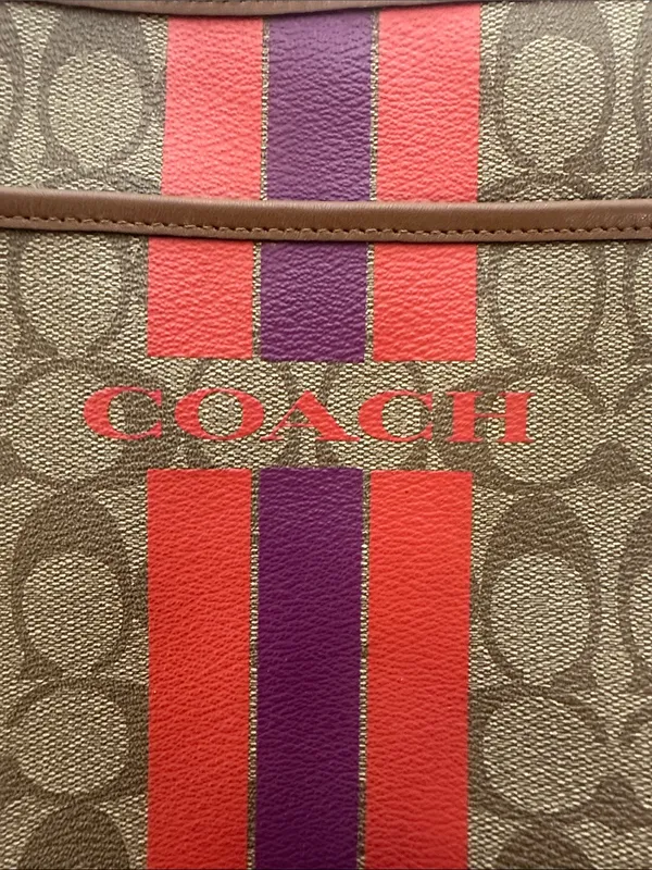 Coach Varsity Stripe Large File Rowan Crossbody Bag Purse - Image 3